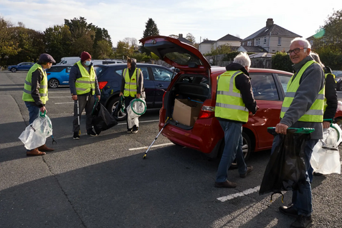 Litter pickers at Plymstock Broadway.