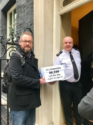 The petition being handed in to 10 Downing Street