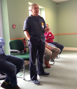 Chair of Plymouth Lib Dems Hugh Janes speaks at the city's Lib Dem New Members Event