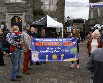 Missing MP banner in Tavistock (re Geoffrey Cox)