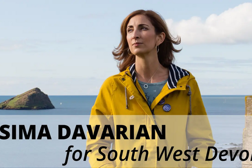 Photo of Sima Davarian on Plymouth sea front, Mew Stone in background